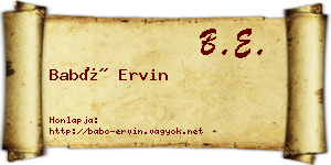 Babó Ervin névjegykártya